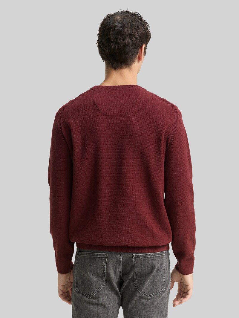 Tom Tailor Strickpullover aus Baumwolle - Bordeaux Melange