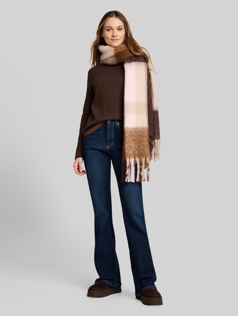 Tom Tailor Strickpullover mit Stehkragen - Cool Dark Brown Melange