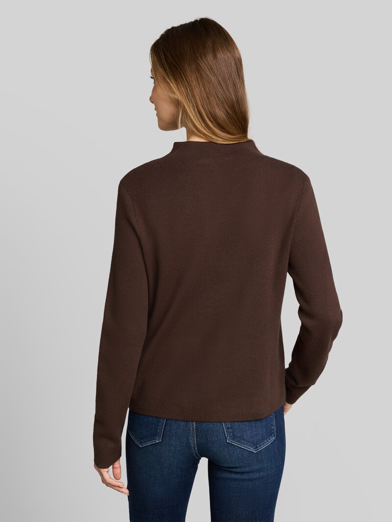 Tom Tailor Strickpullover mit Stehkragen - Cool Dark Brown Melange