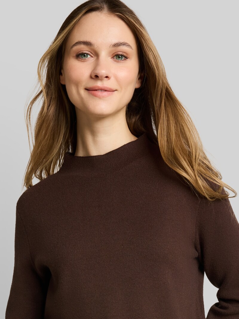 Tom Tailor Strickpullover mit Stehkragen - Cool Dark Brown Melange