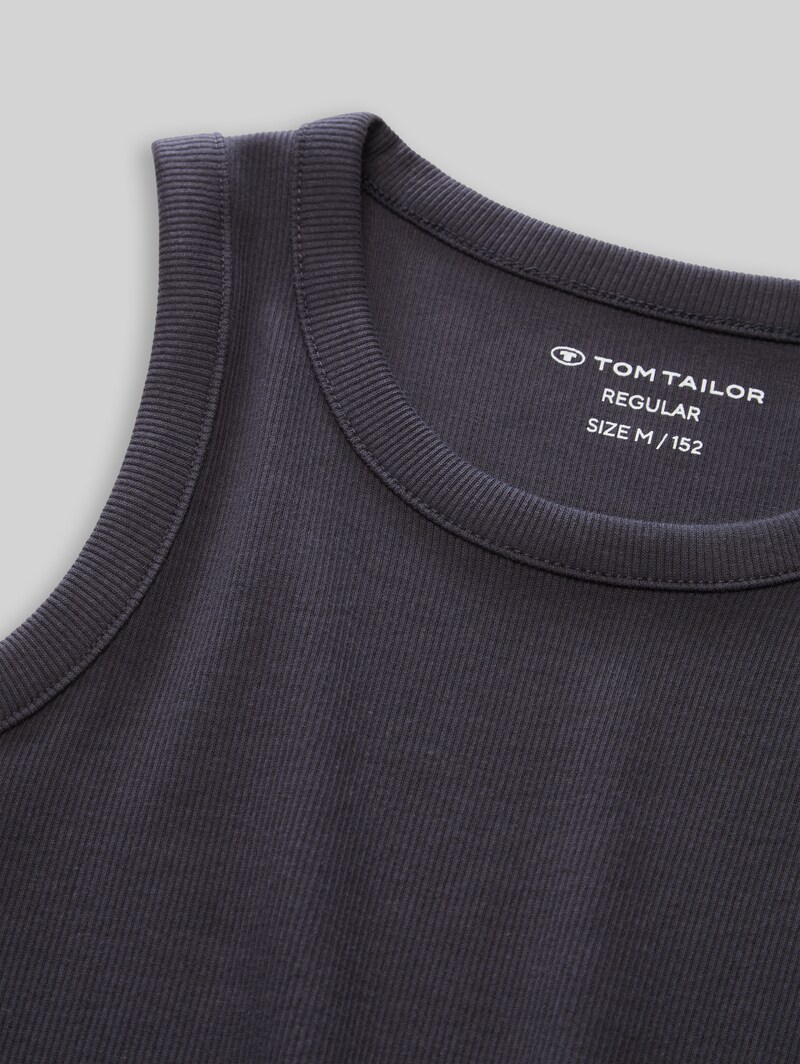 Tom Tailor Basic Ripp Top - Coal Grey