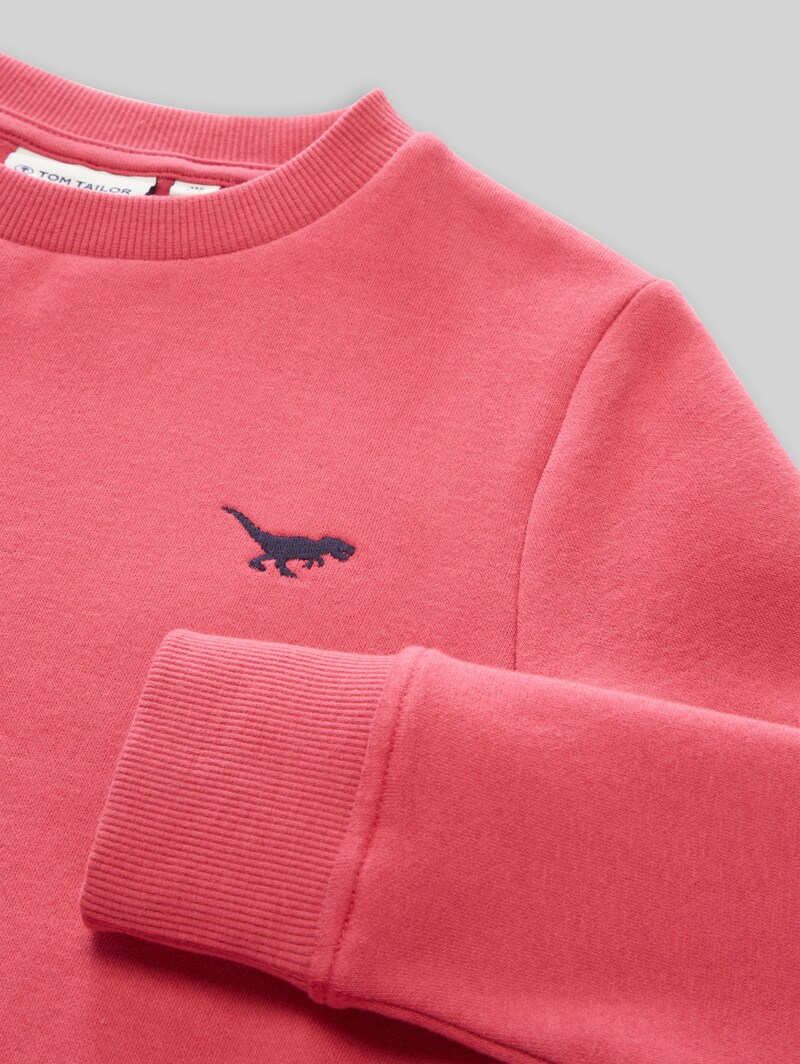 Tom Tailor Sweatshirt mit Dino-Stickerei - Berry Red
