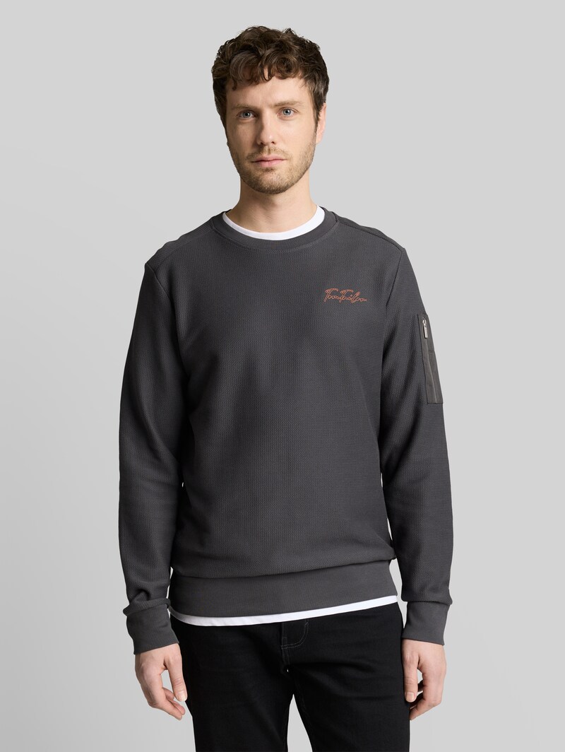 Tom Tailor Sweatshirt mit Reißverschlusstasche - Tarmac Grey