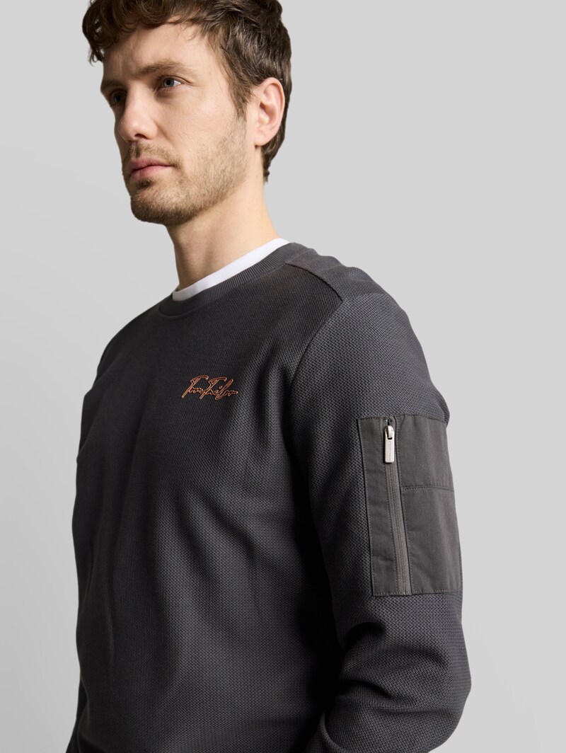 Tom Tailor Sweatshirt mit Reißverschlusstasche - Tarmac Grey