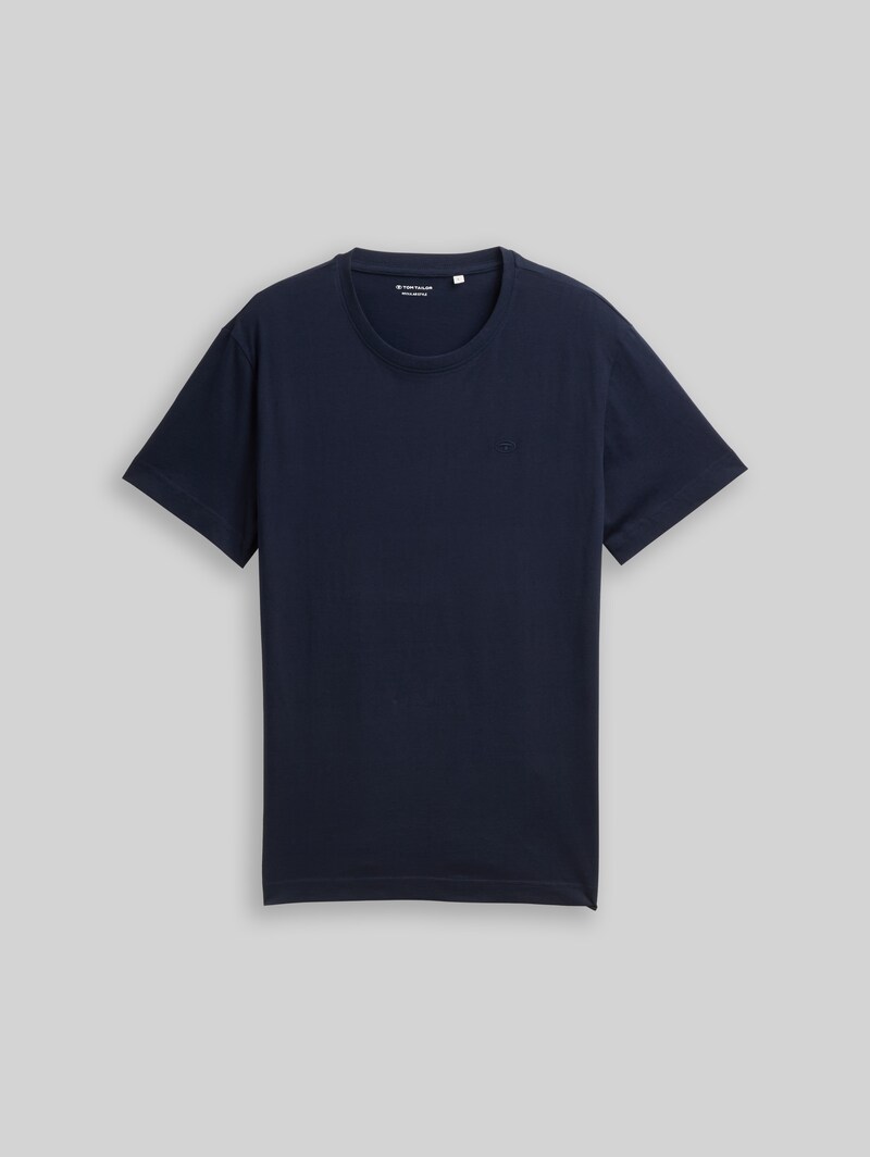 Tom Tailor T-Shirt mit Logo-Stickerei - Sky Captain Blue
