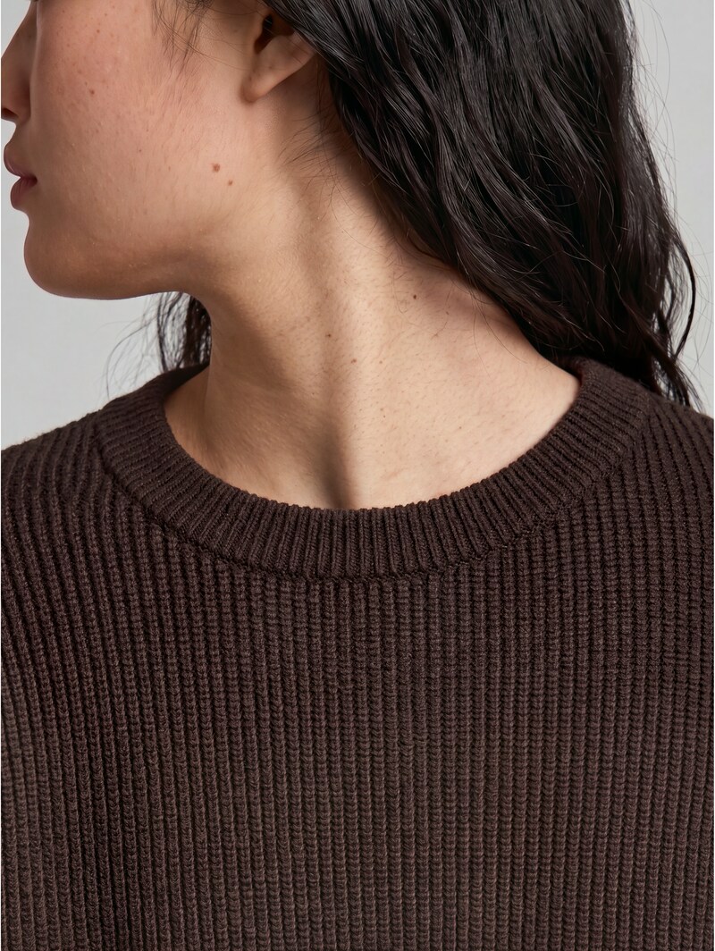 Tom Tailor Plus Size - Oversize Strickpullover mit Rundhalsausschnitt - Java Dark Brown Melange