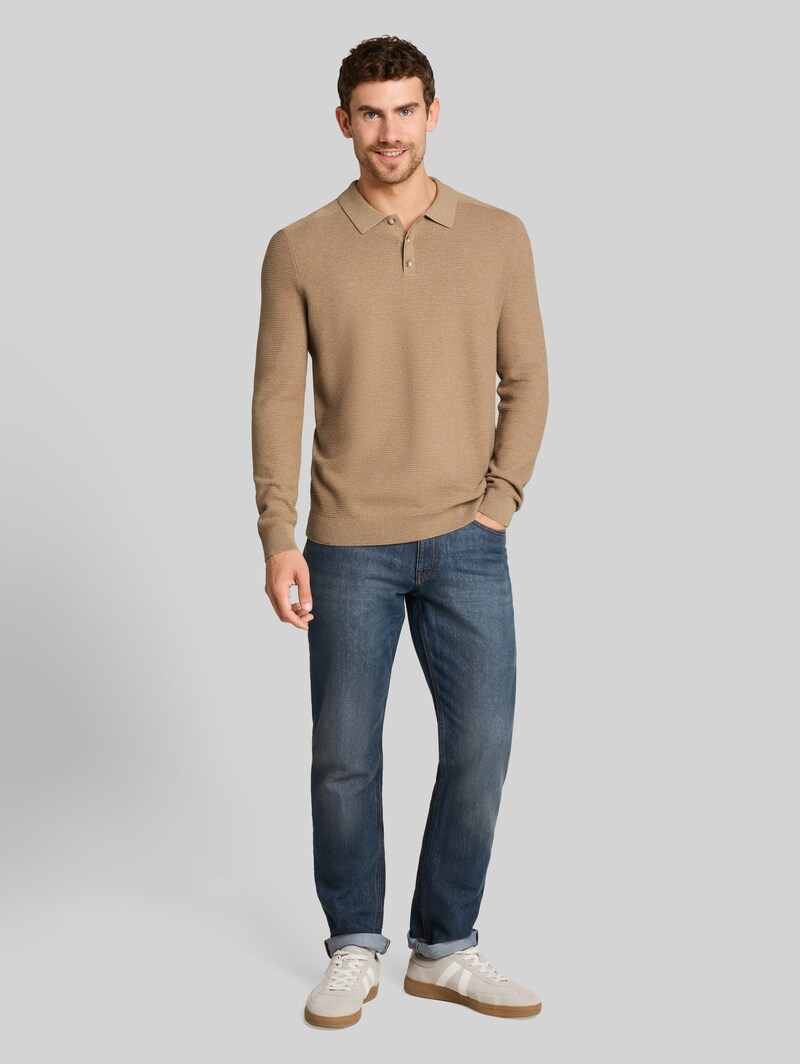 Tom Tailor Strickpullover mit Polokragen - Hazel Brown Melange