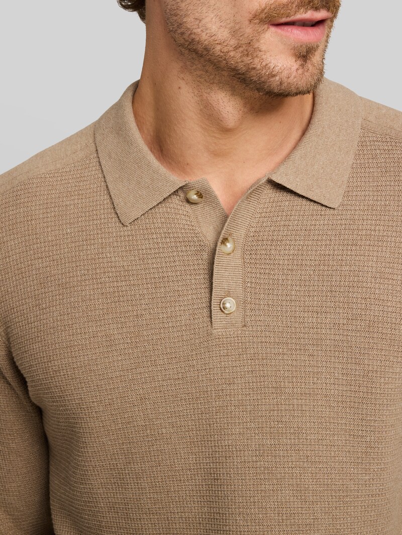 Tom Tailor Strickpullover mit Polokragen - Hazel Brown Melange