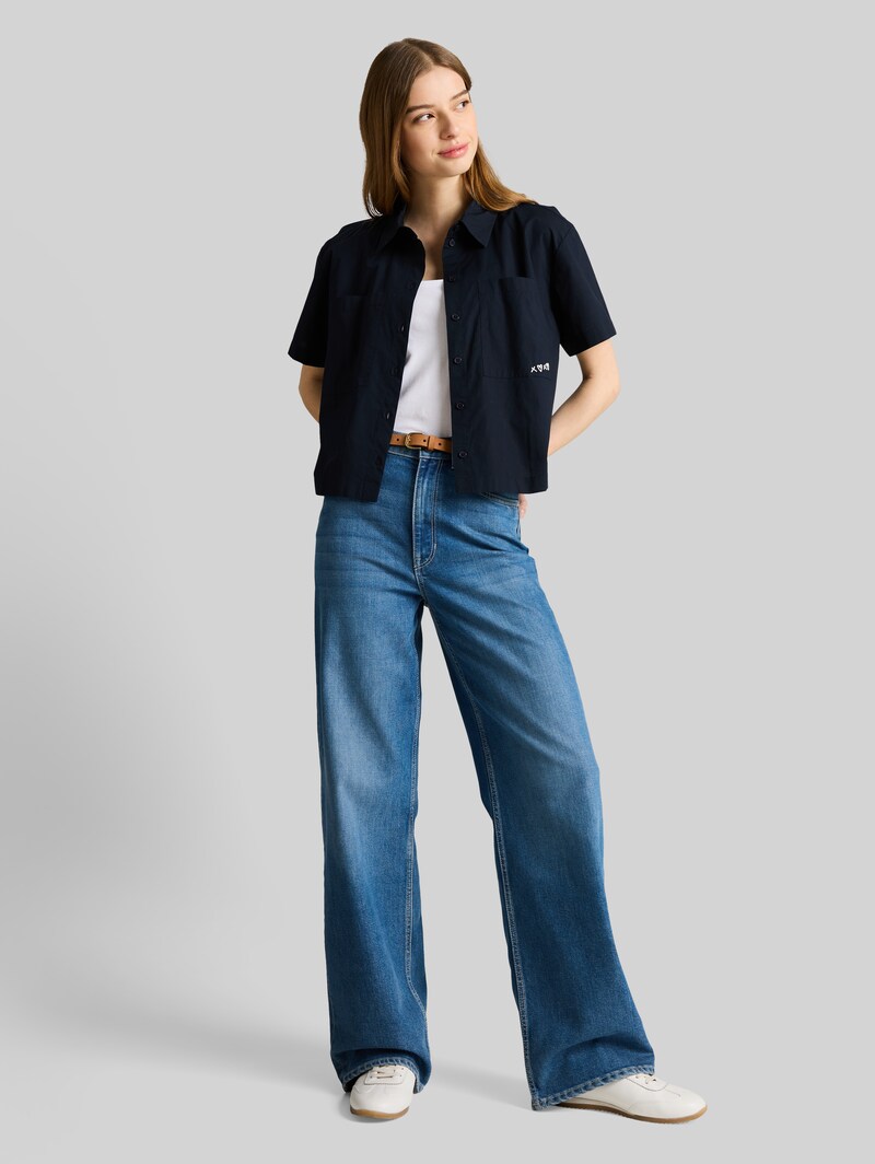 Tom Tailor Boxy Fit Bluse aus Baumwolle - Sky Captain Blue