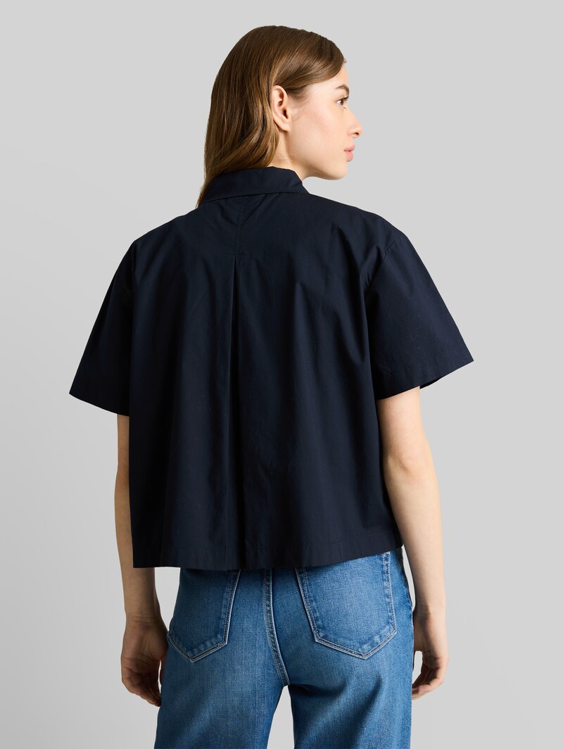 Tom Tailor Boxy Fit Bluse aus Baumwolle - Sky Captain Blue