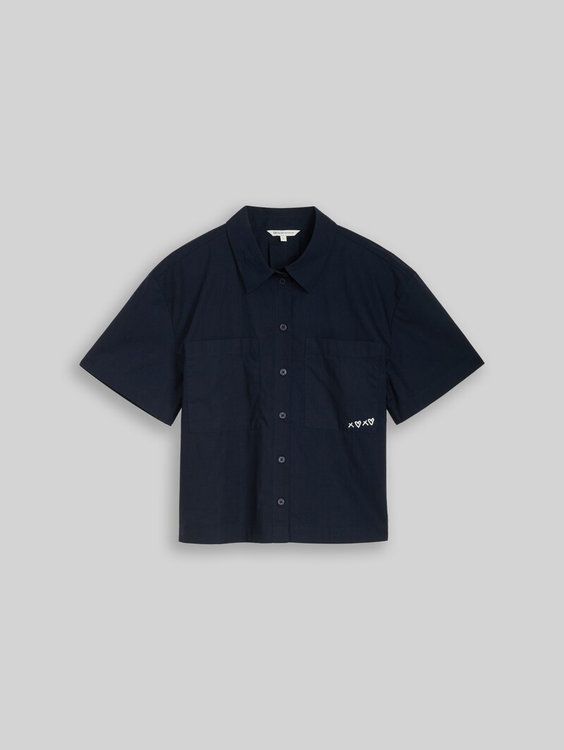 Tom Tailor Boxy Fit Bluse aus Baumwolle - Sky Captain Blue