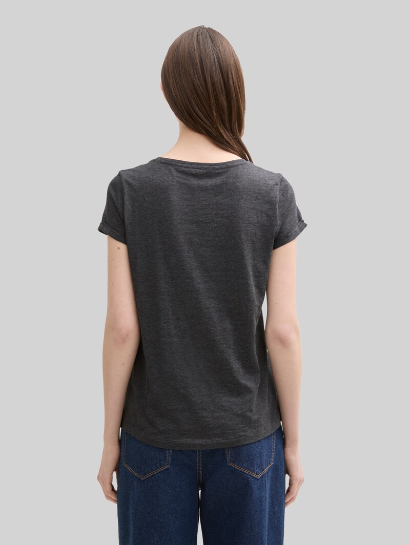 Tom Tailor Gestreiftes T-Shirt - Dark Grey Rose Stripe