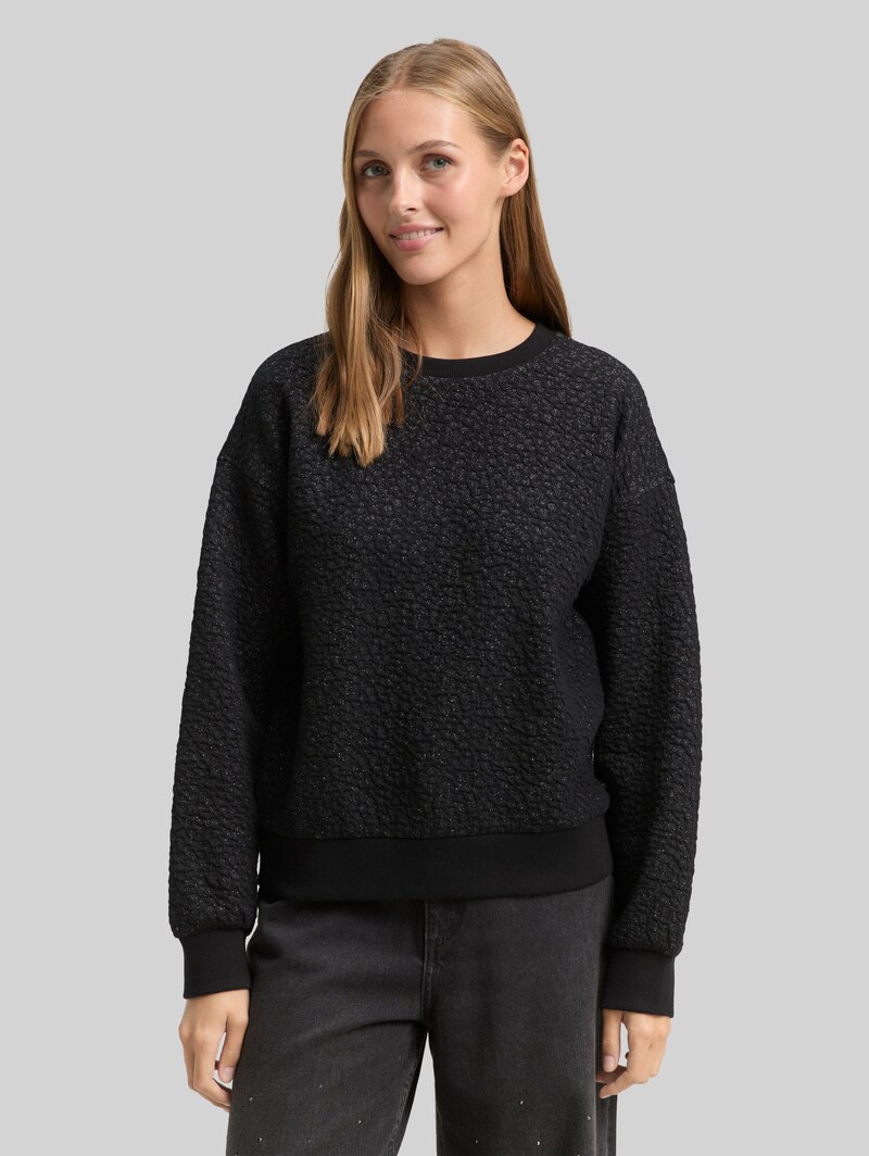 Tom Tailor Sweatshirt mit Glitzer-Effekt - Black Glitter Tom Tailor Sweatshirt mit Glitzer-Effekt - Black Glitter