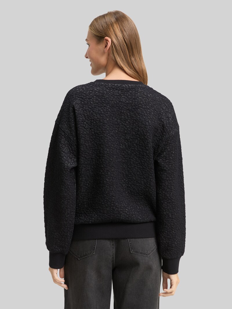 Tom Tailor Sweatshirt mit Glitzer-Effekt - Black Glitter