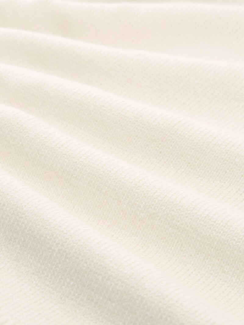 Tom Tailor Oversize Cosy Strickpullover mit Blumen-Stickerei - Whisper White