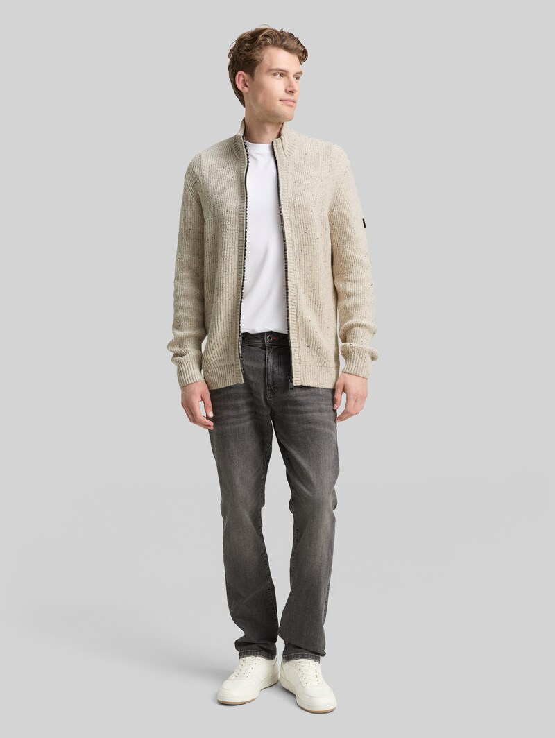 Tom Tailor Strickjacke mit Strukturmix - Offwhite Melange Multi Neps