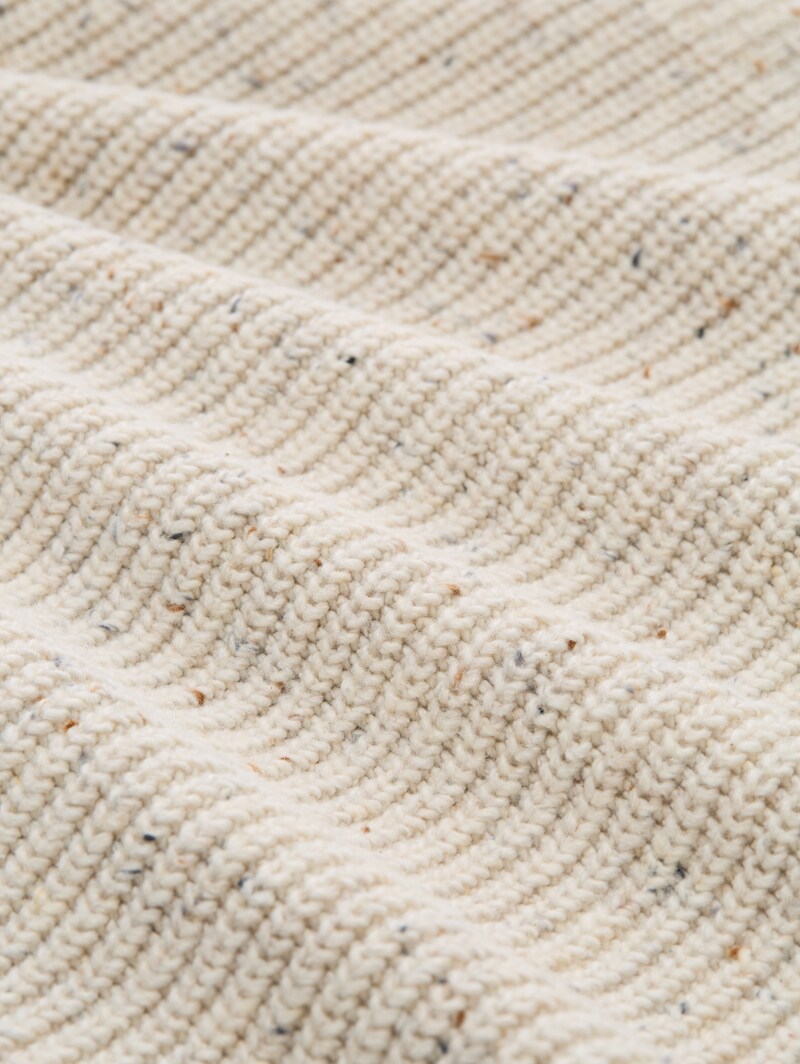 Tom Tailor Strickjacke mit Strukturmix - Offwhite Melange Multi Neps