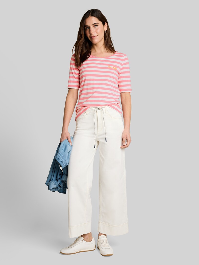 Tom Tailor T-Shirt mit Stickerei - Pink White Stripe