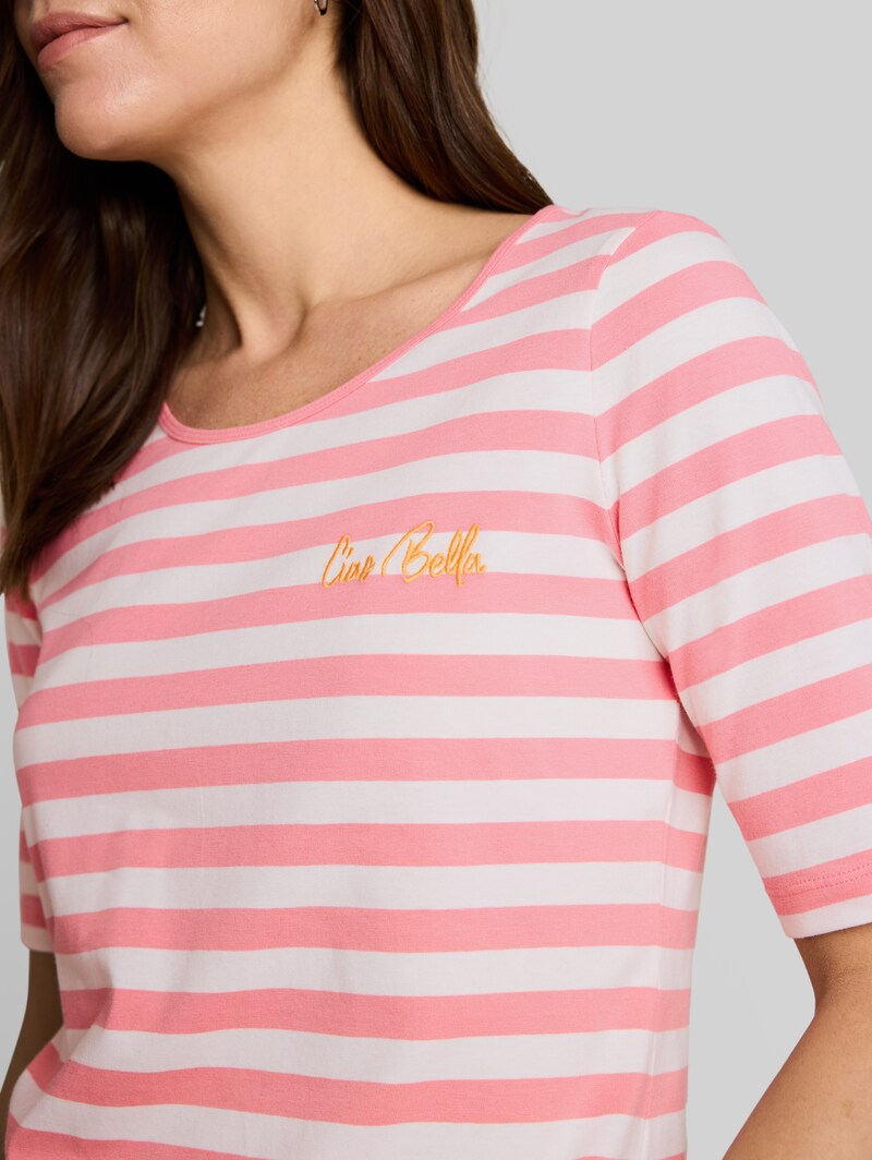 Tom Tailor T-Shirt mit Stickerei - Pink White Stripe