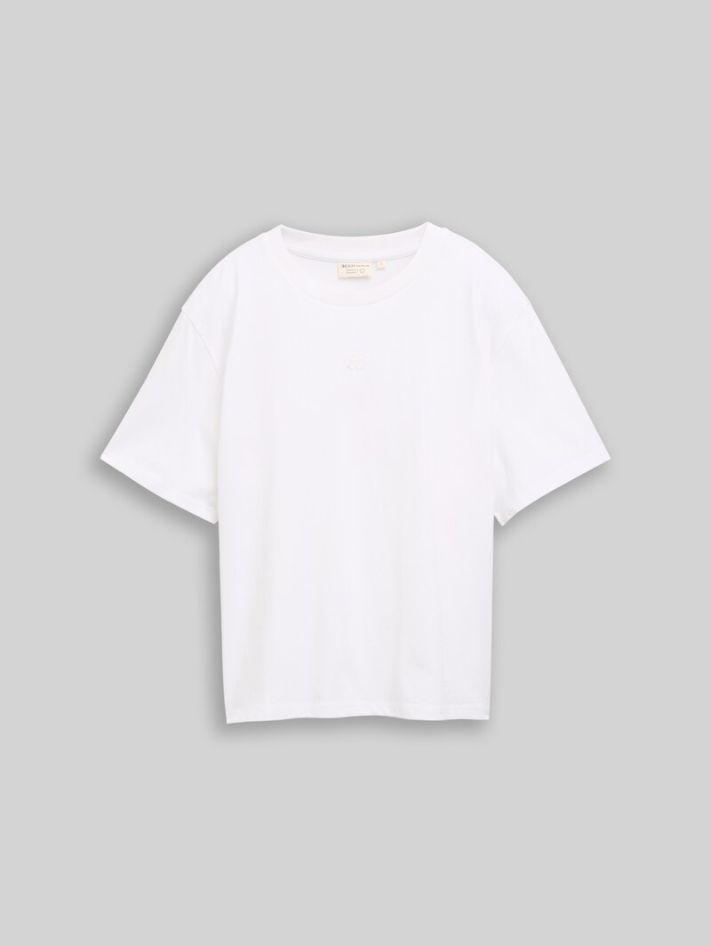 Tom Tailor Boxy Fit T-Shirt mit Stickerei - White
