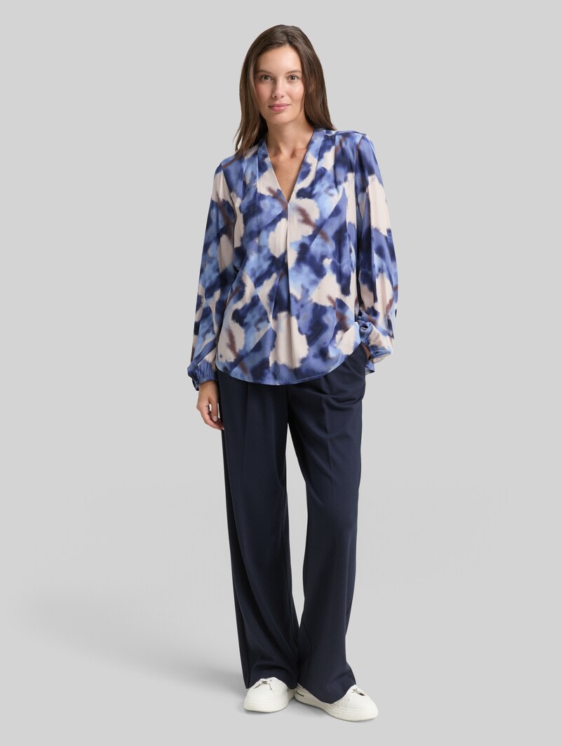 Tom Tailor Bluse mit Muster - Blue Blurry Argyle