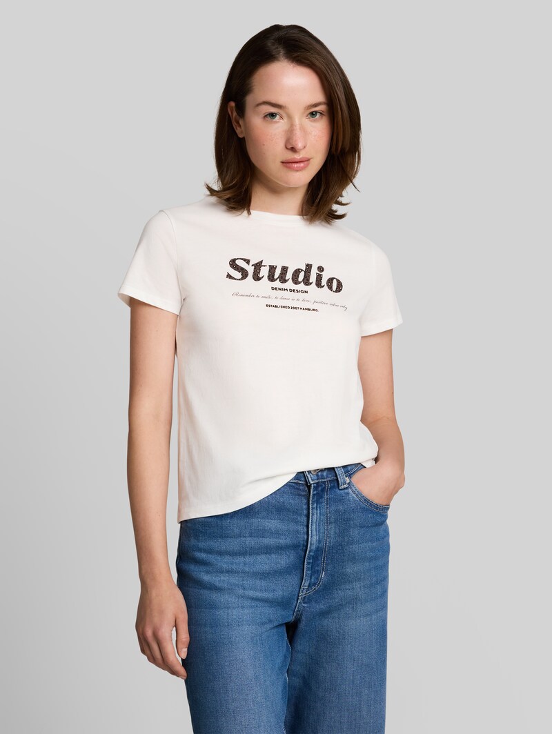 Tom Tailor T-Shirt mit Print - Off White Tom Tailor T-Shirt mit Print - Off White