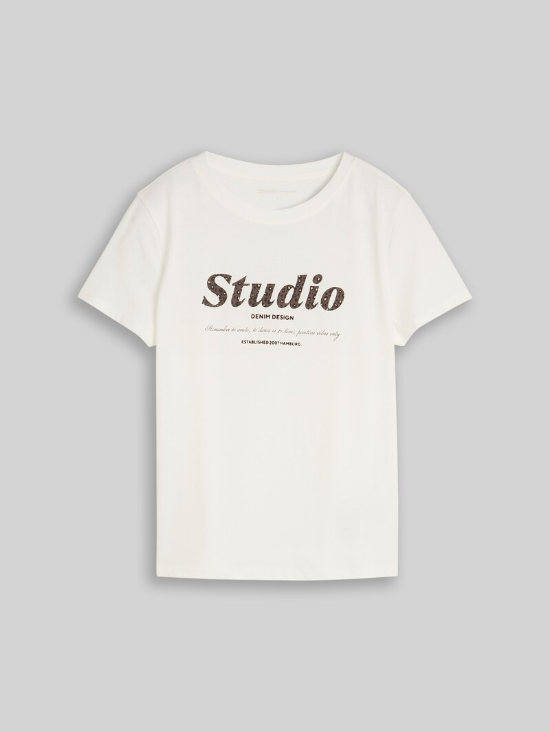 Tom Tailor T-Shirt mit Print - Off White