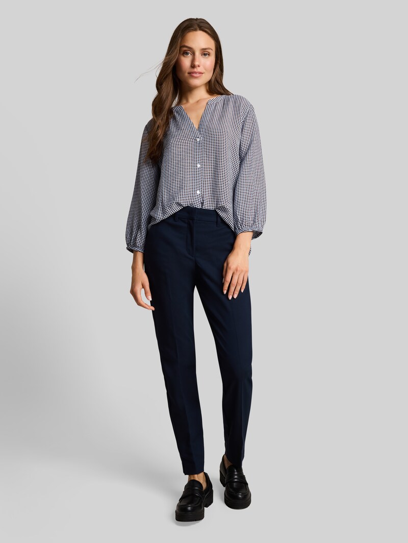 Tom Tailor Bluse mit Muster - Small Blue Brown Dot Print