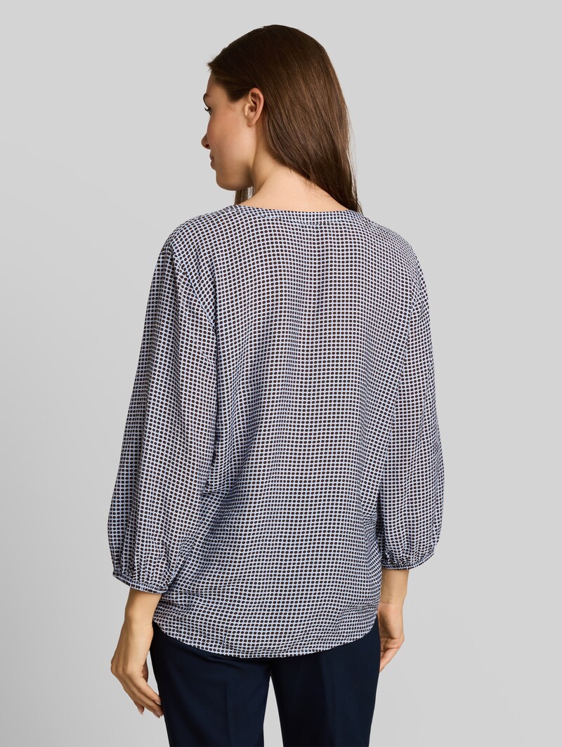 Tom Tailor Bluse mit Muster - Small Blue Brown Dot Print