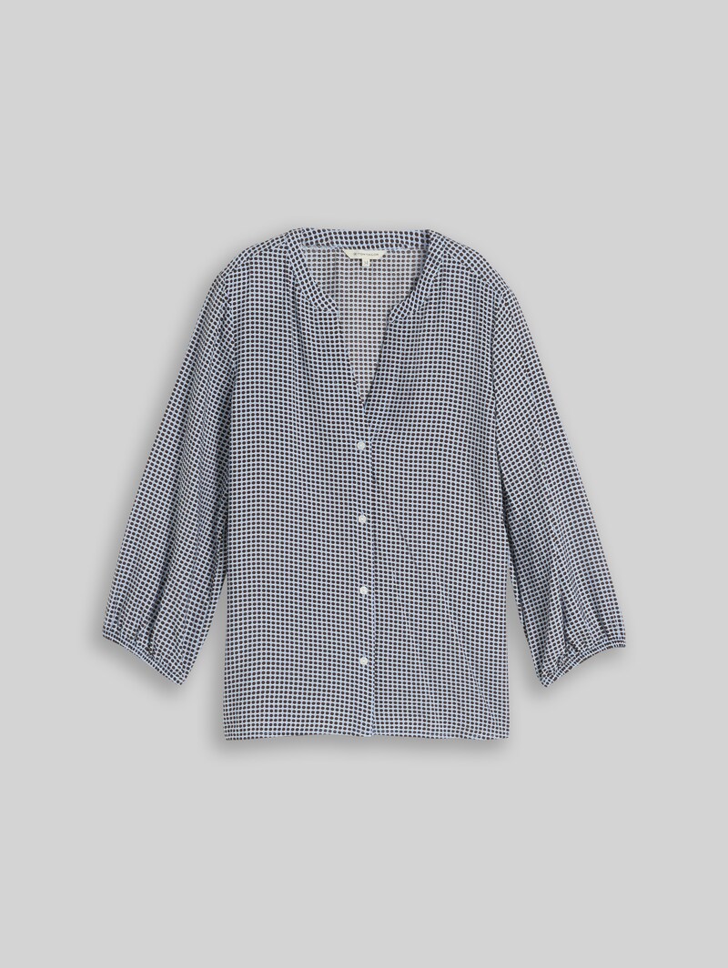 Tom Tailor Bluse mit Muster - Small Blue Brown Dot Print