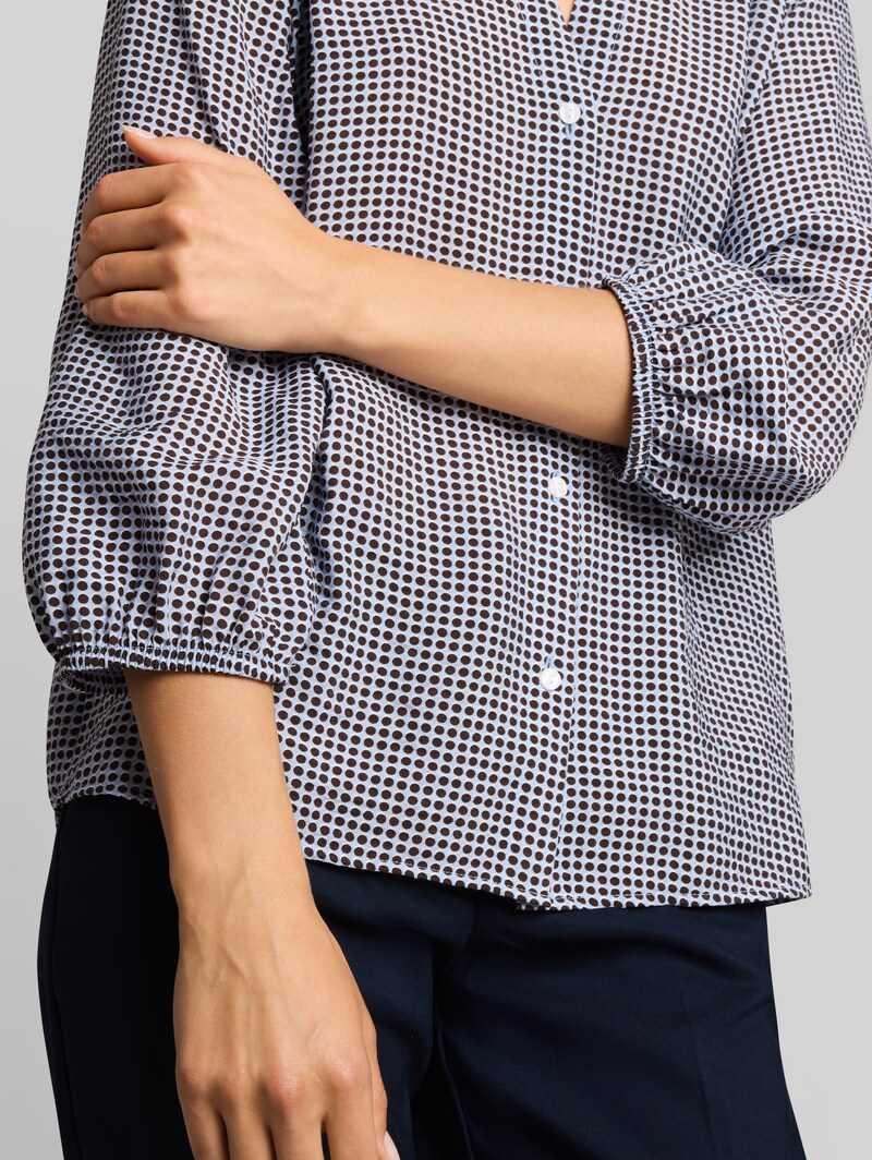 Tom Tailor Bluse mit Muster - Small Blue Brown Dot Print