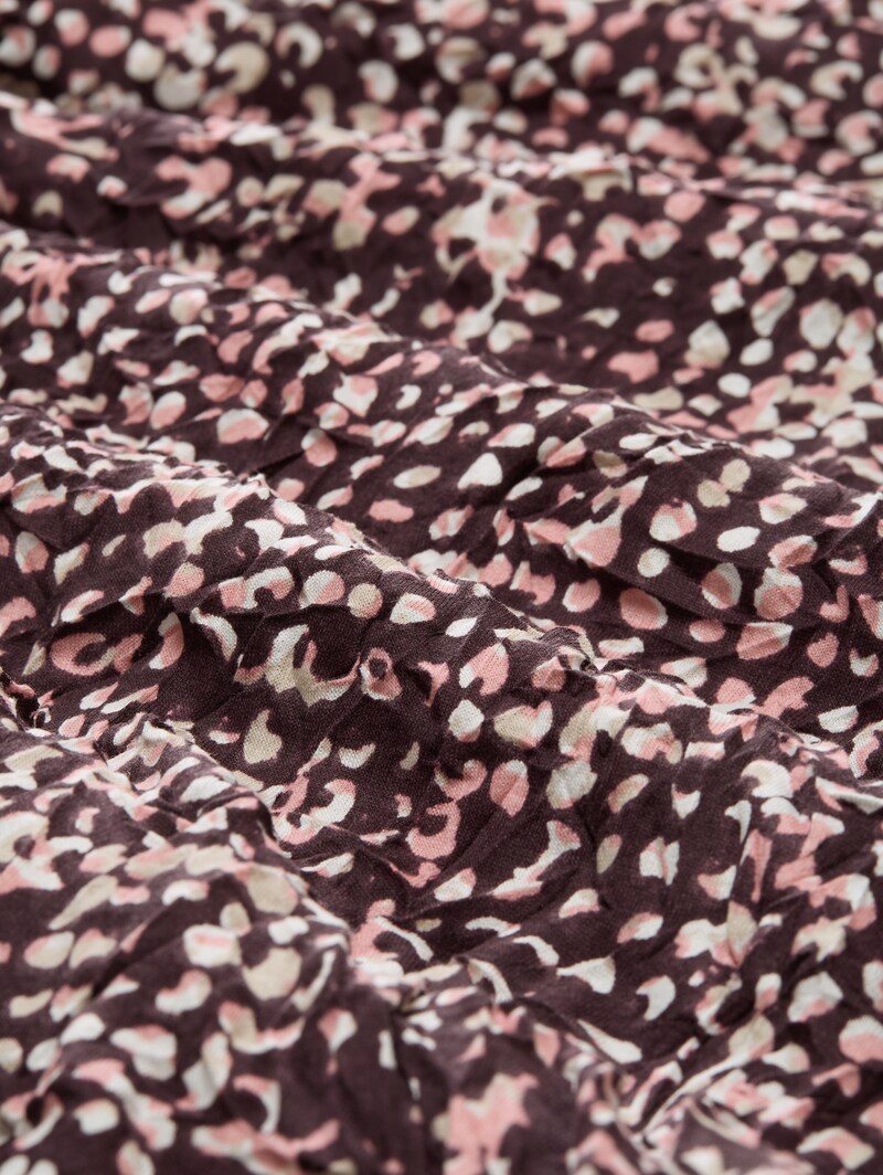 Tom Tailor Crinkle Blusenshirt mit Muster - Dark Red Abstract Dot Design