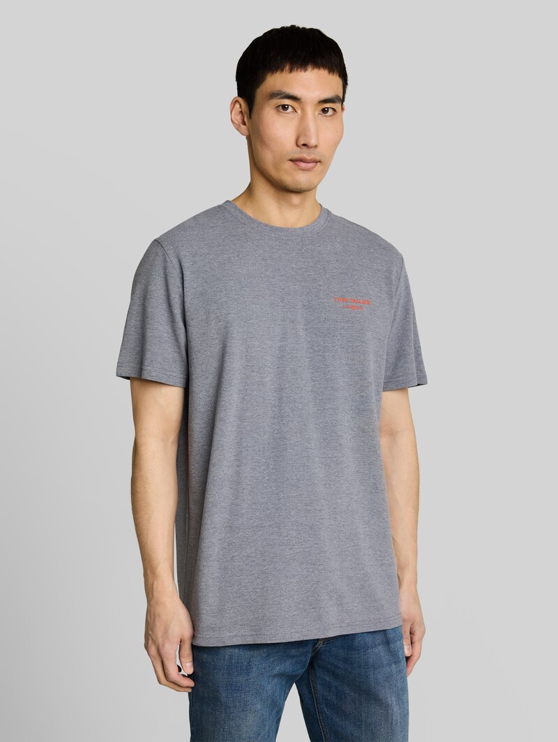 Tom Tailor Piqué T-Shirt in Melange-Optik - Sky Captain Blue Tom Tailor Piqué T-Shirt in Melange-Optik - Sky Captain Blue