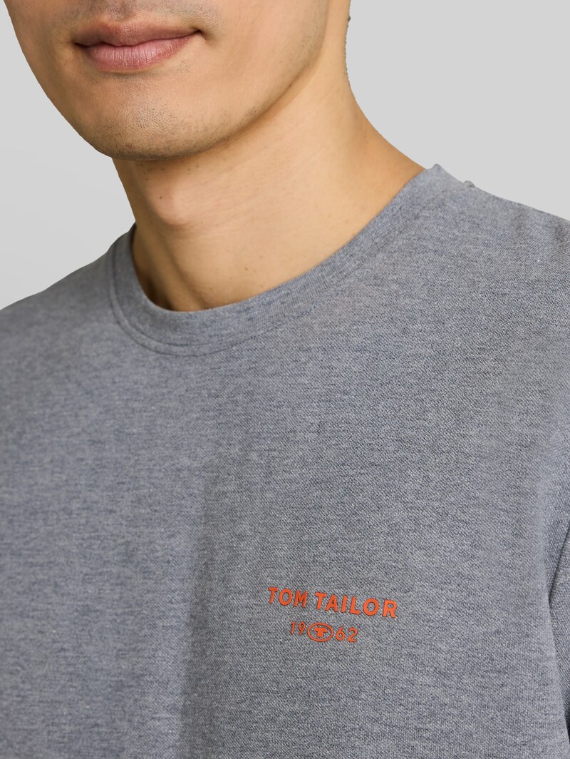 Tom Tailor Piqué T-Shirt in Melange-Optik - Sky Captain Blue