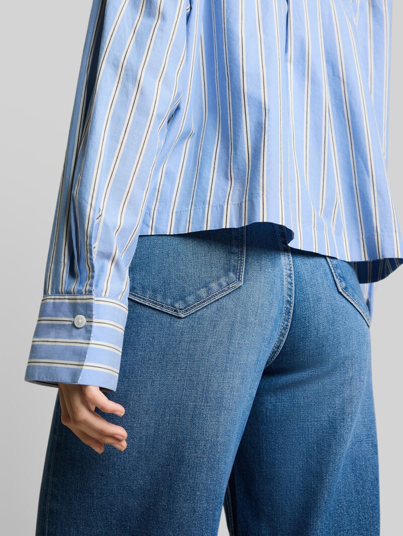 Tom Tailor Boxy Fit Hemdbluse aus Baumwolle - Blue White Vertical Stripe