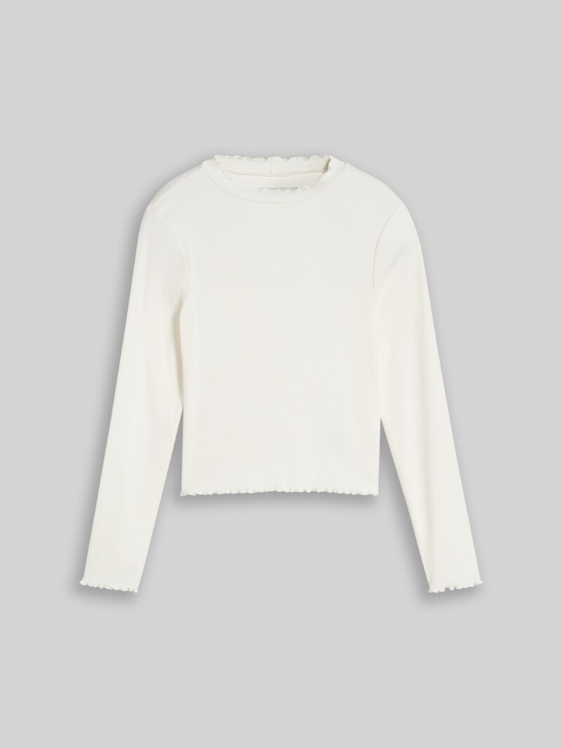 Tom Tailor Cropped Shirt mit Rippstruktur - Whisper White