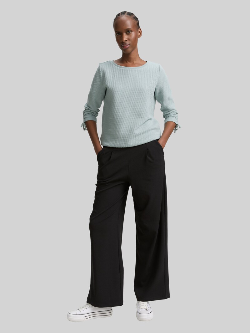 Tom Tailor Slim Fit Sweatshirt mit Raffärmeln - Silver Cloud Blue