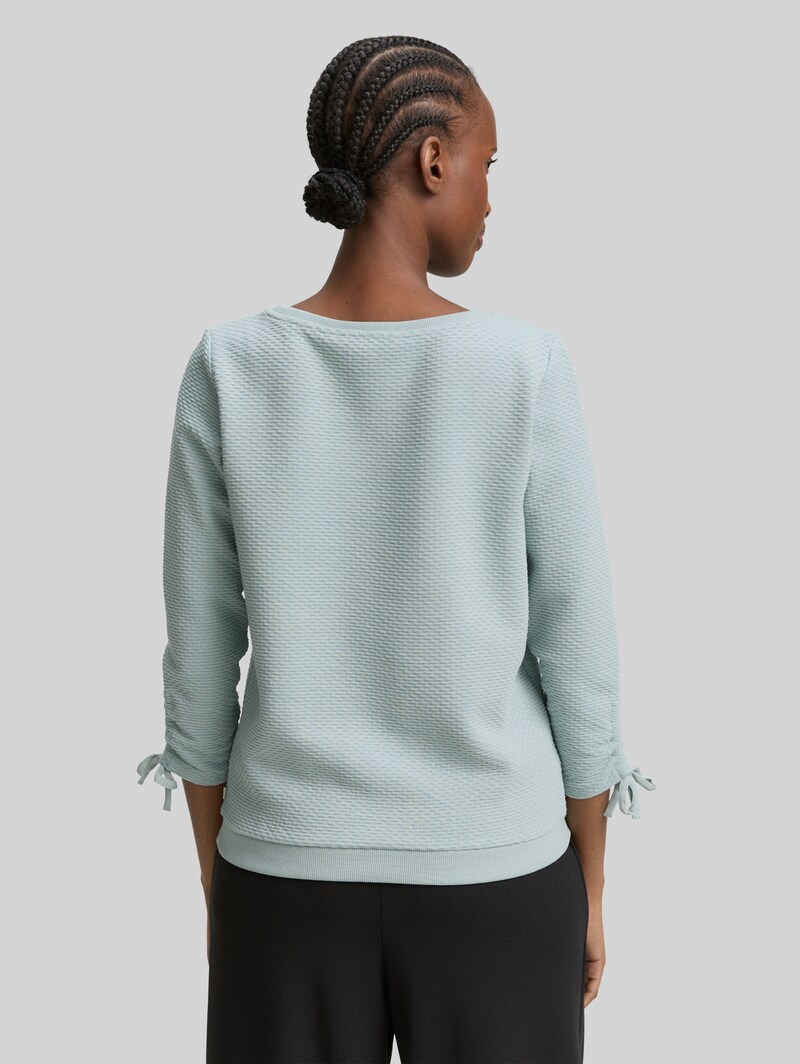 Tom Tailor Slim Fit Sweatshirt mit Raffärmeln - Silver Cloud Blue