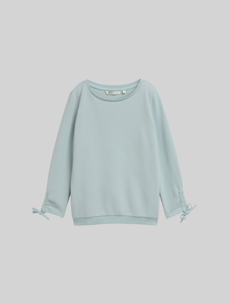 Tom Tailor Slim Fit Sweatshirt mit Raffärmeln - Silver Cloud Blue