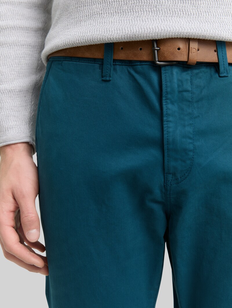 Tom Tailor Slim Chino Hose mit Gürtel - Deep Pond Green
