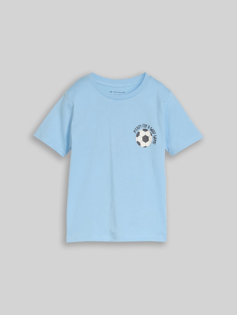 Tom Tailor T-Shirt mit Fußball-Print - Light Cloudy Blue
