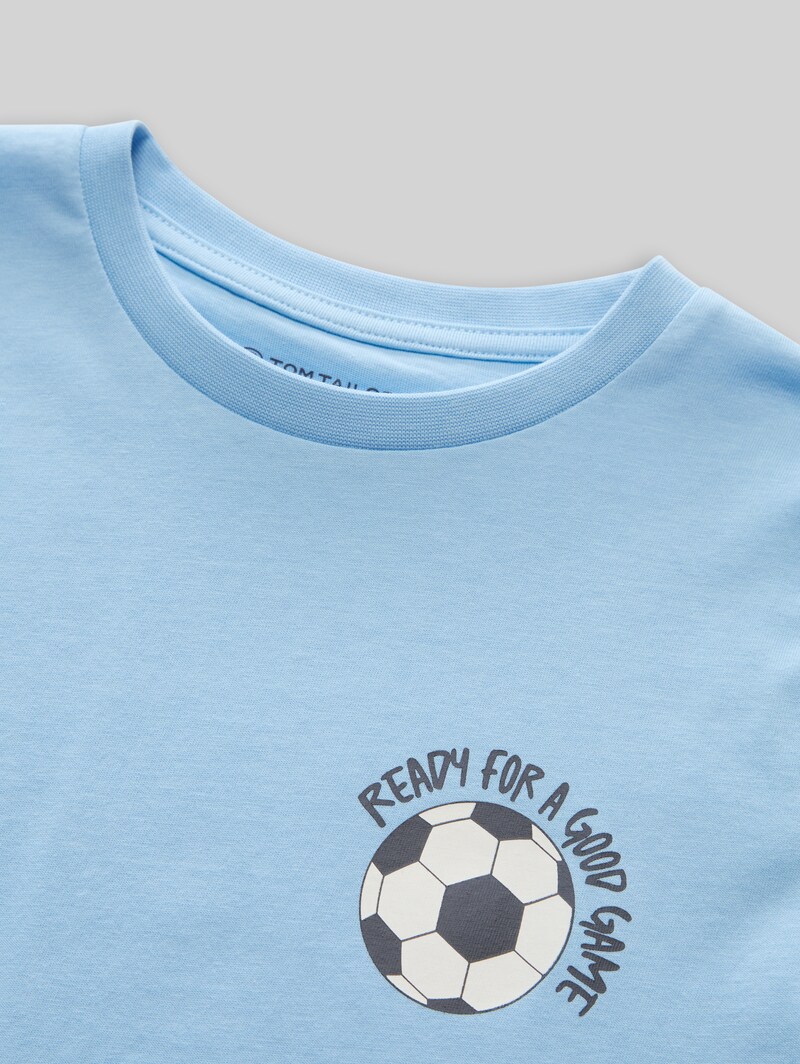 Tom Tailor T-Shirt mit Fußball-Print - Light Cloudy Blue