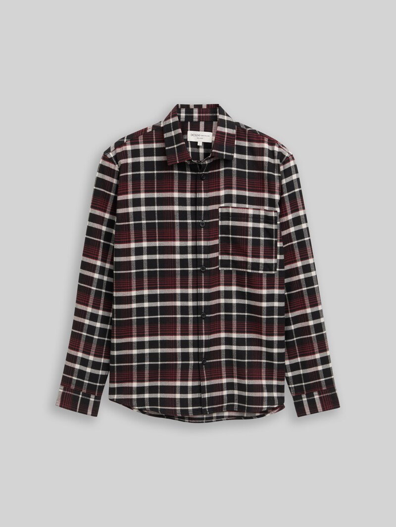 Tom Tailor Relaxed Fit Hemd mit Karomuster - Black Red White Check