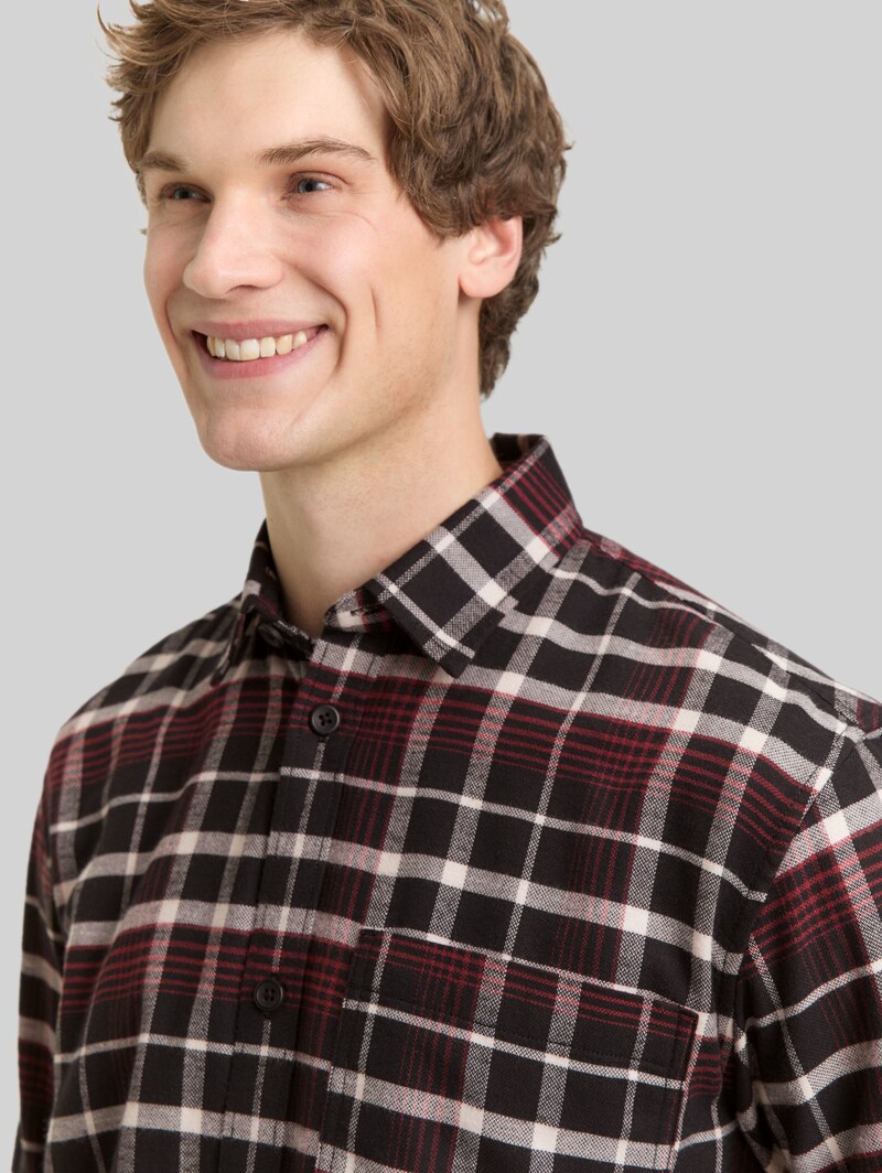 Tom Tailor Relaxed Fit Hemd mit Karomuster - Black Red White Check