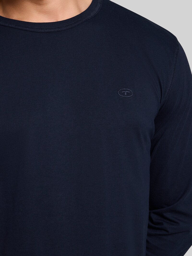 Tom Tailor Basic Langarmshirt aus Baumwolle - Sky Captain Blue