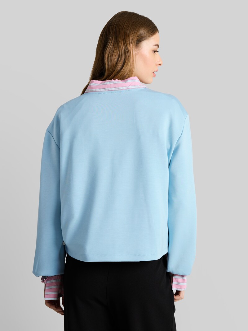 Tom Tailor Loose Fit Scuba Langarmshirt - Calm Cloud Blue