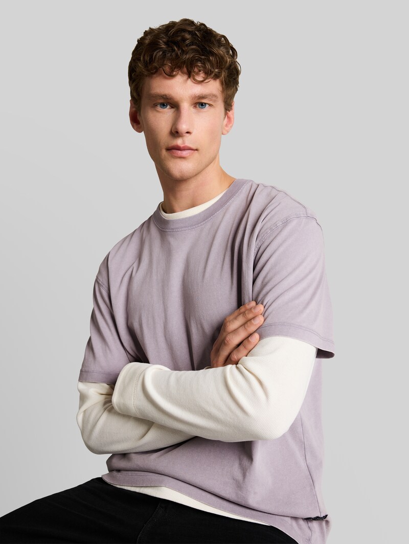 Tom Tailor Relaxed Fit T-Shirt aus Baumwolle - Soft Lilac Grey