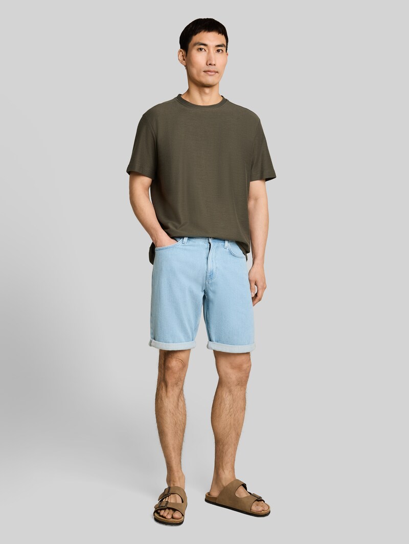 Tom Tailor T-Shirt mit Ottoman-Struktur - Deep Leaf Green