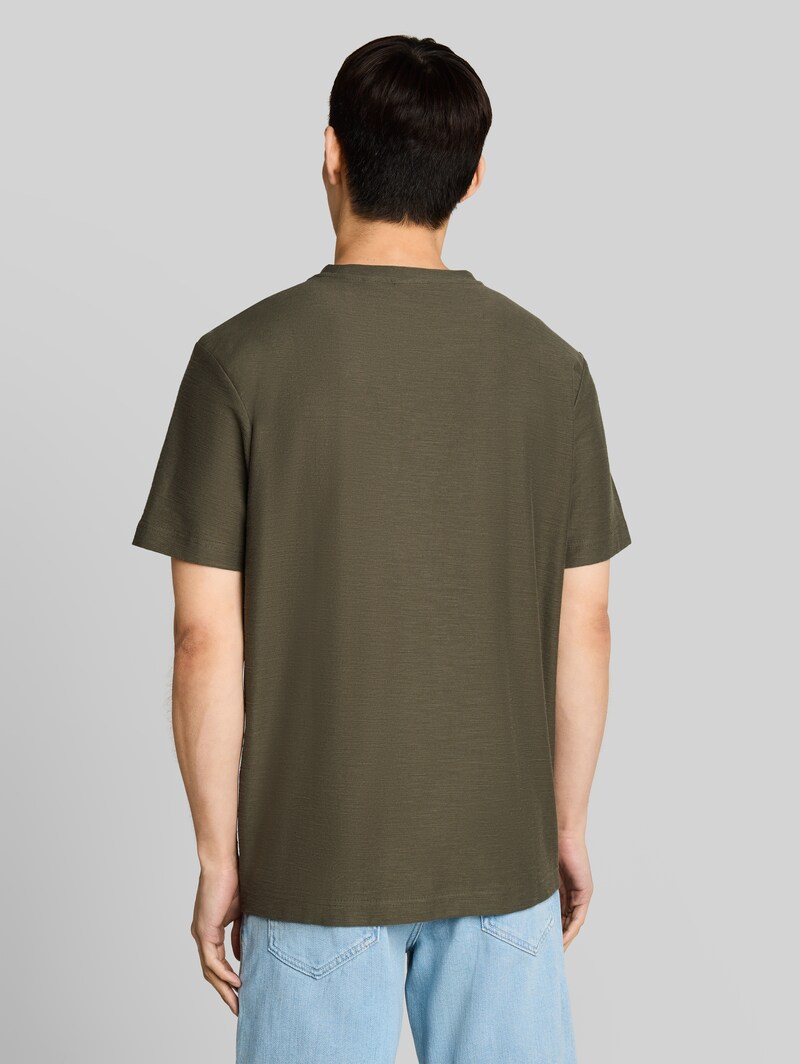 Tom Tailor T-Shirt mit Ottoman-Struktur - Deep Leaf Green