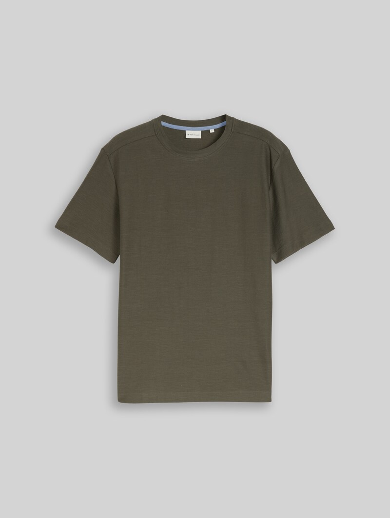 Tom Tailor T-Shirt mit Ottoman-Struktur - Deep Leaf Green